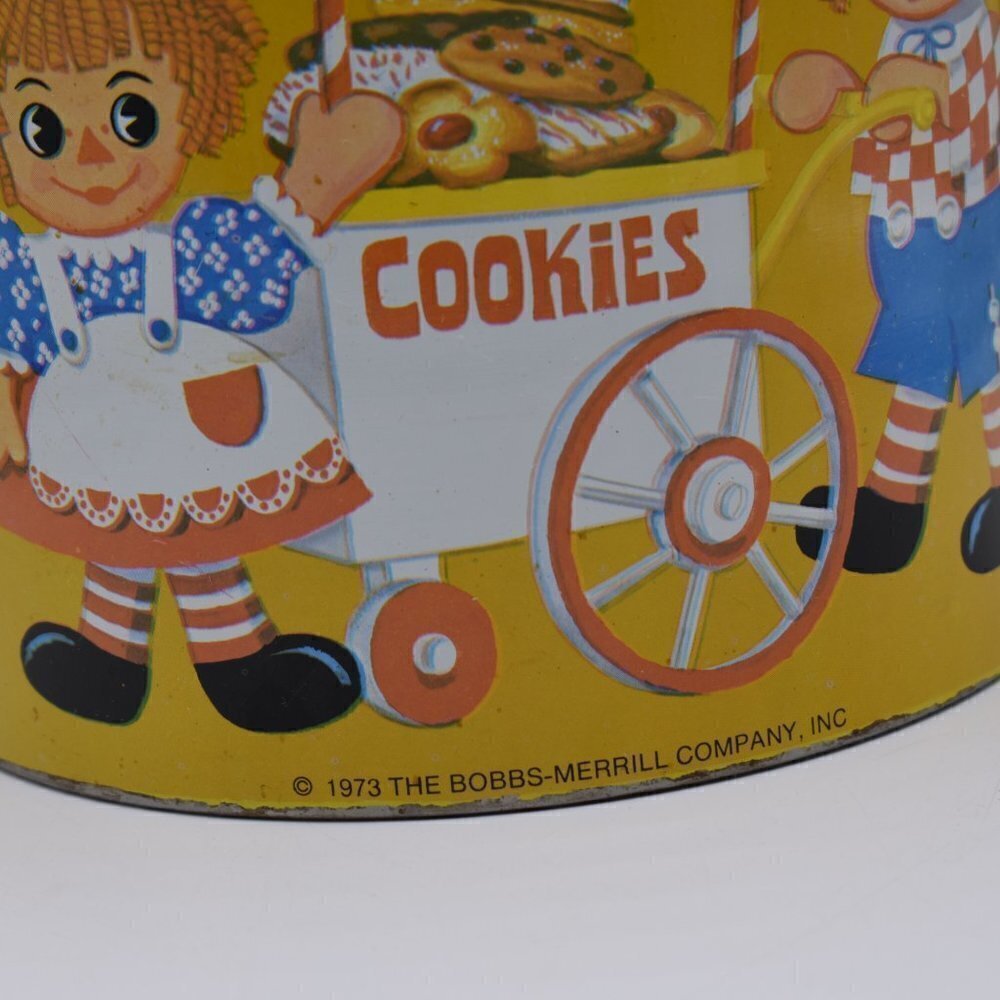 Old Vintage 1973 Cheinco Raggedy Ann And Andy Cookie Jar tin With lid vintage - Picture 5 of 10